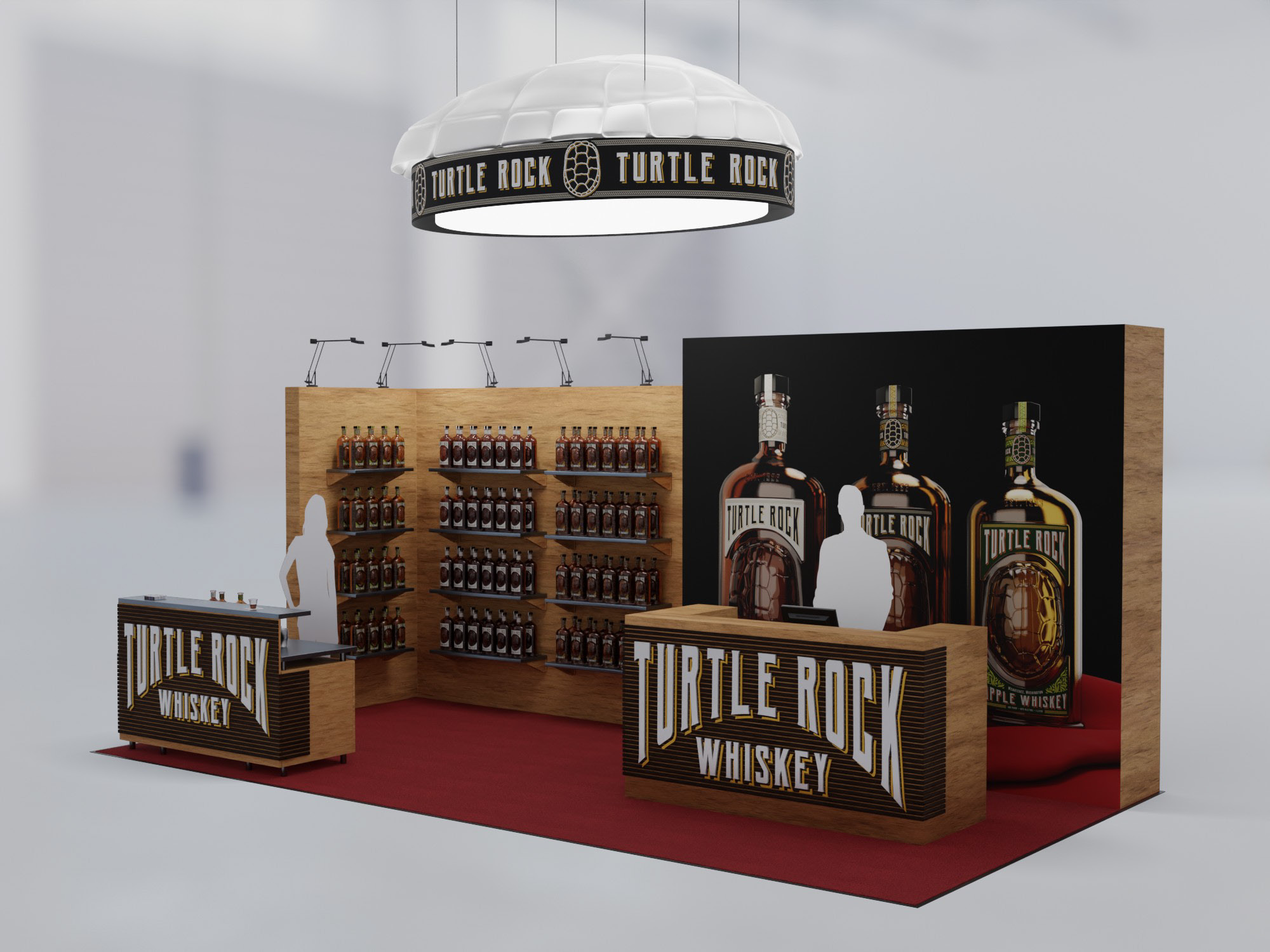 Turtle Rock Whiskey bottle display wall