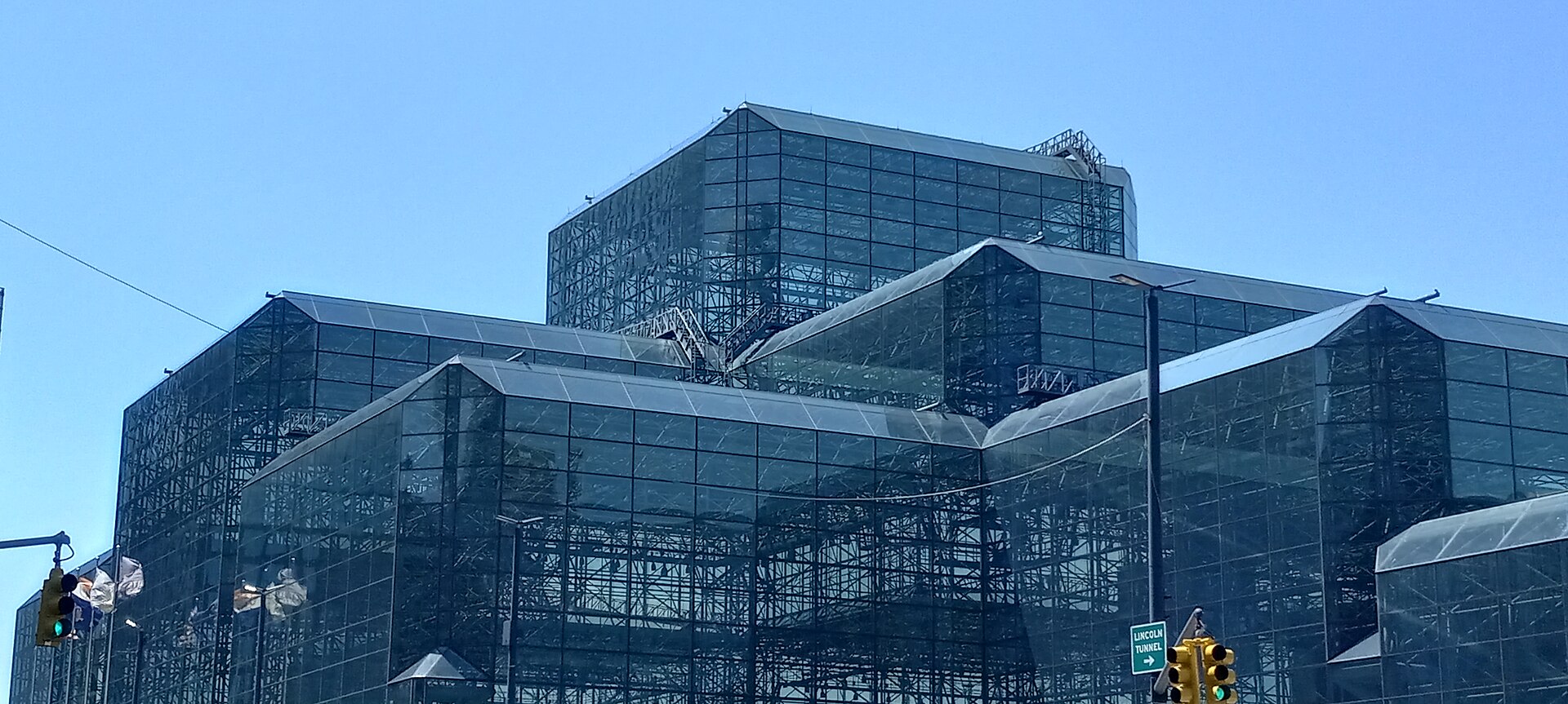Glass exterior of the Jacob K. Javits Convention Center in New York